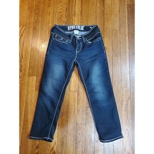 Hydraulic Lola Capri Jeans Womens size 3 / 4 Dark Wash Blue denim Flap Pockets